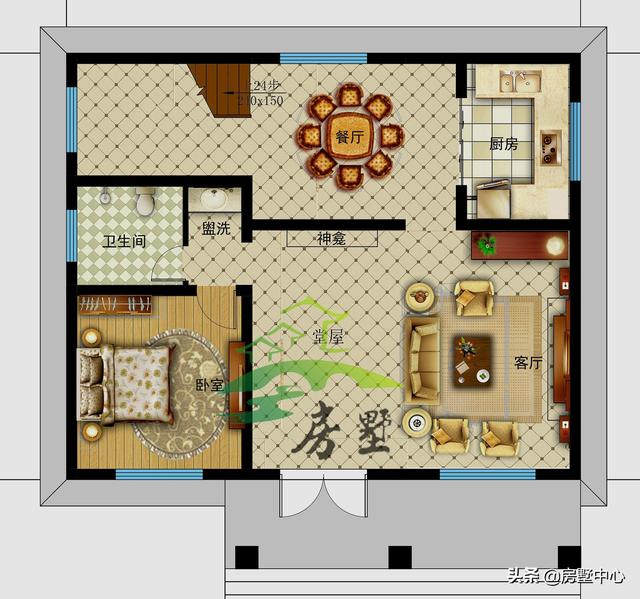 布置堂屋的歐式別墅設(shè)計(jì)圖，滿足各地的風(fēng)俗習(xí)慣，讓生活更加完美