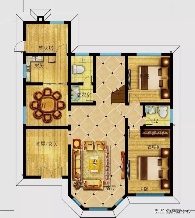 二層別墅設(shè)計(jì)圖，柴火房和車庫都有的歐式別墅，這才是農(nóng)村該有的樣子