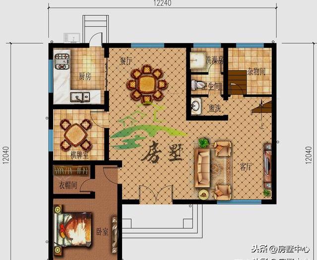 歐式別墅設(shè)計(jì)圖，浴室與衛(wèi)生間隔斷，地面干燥整潔