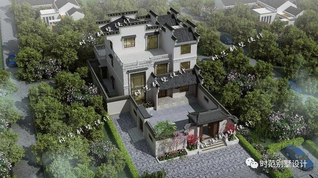13x16米前庭后院三層中式別墅設(shè)計(jì)圖，挑空客廳，6室4廳完美農(nóng)村生活