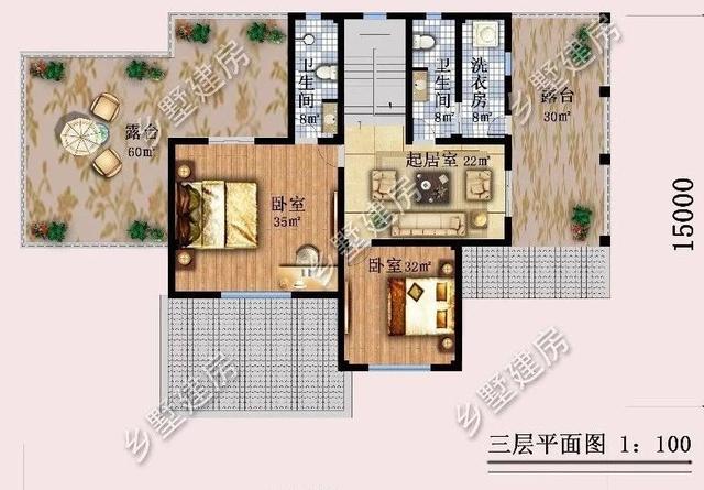 造型別致，立面豐富的三層坡屋頂自建別墅設計圖，超適合農(nóng)村生活