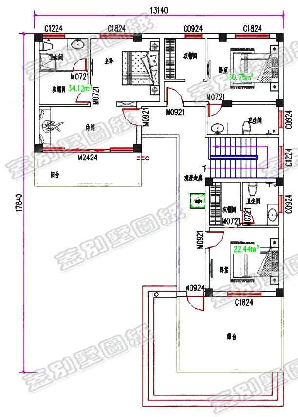 25萬二層現(xiàn)代風格農(nóng)村實用別墅設計圖，L型設計。