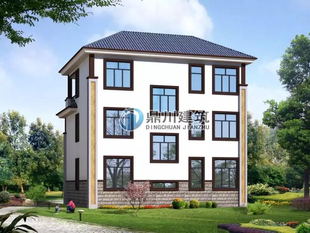 新中式三層別墅設(shè)計(jì)圖，占地128平方米，建一棟大家都會(huì)夸你有品位