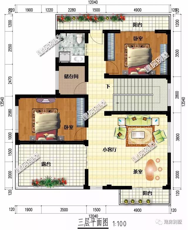 12×13.5米農(nóng)村別墅設(shè)計(jì)圖，簡(jiǎn)約的外觀，照樣很大氣