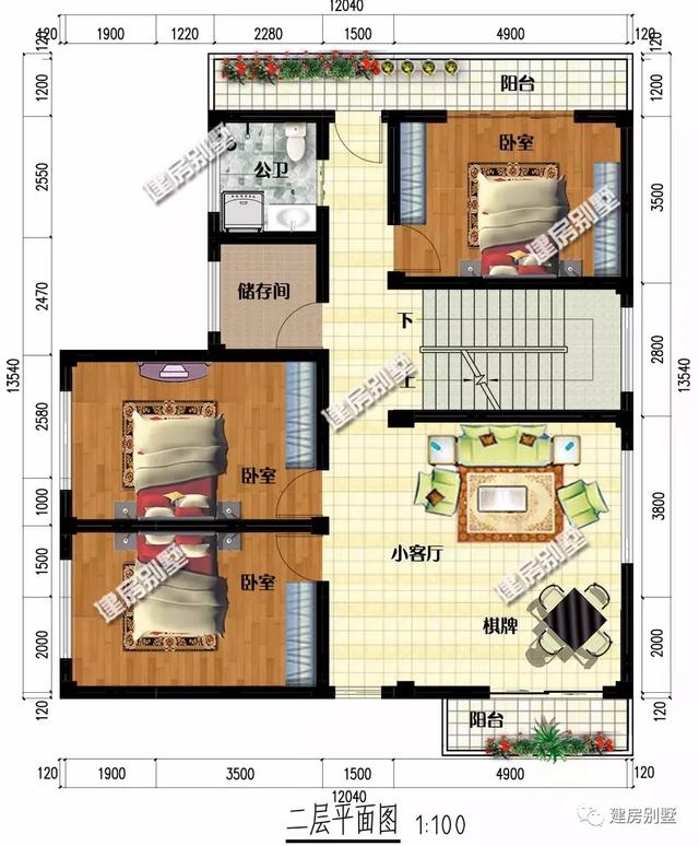 12×13.5米農(nóng)村別墅設(shè)計(jì)圖，簡(jiǎn)約的外觀，照樣很大氣