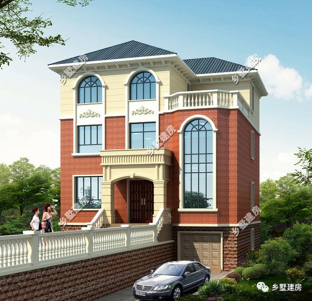 鄉(xiāng)村歐式三層別墅設(shè)計(jì)圖，造型立體，配色柔和又喜慶，且內(nèi)外兼修！