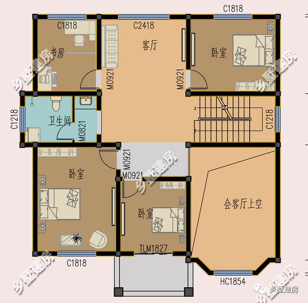 鄉(xiāng)村歐式三層別墅設(shè)計(jì)圖，造型立體，配色柔和又喜慶，且內(nèi)外兼修！