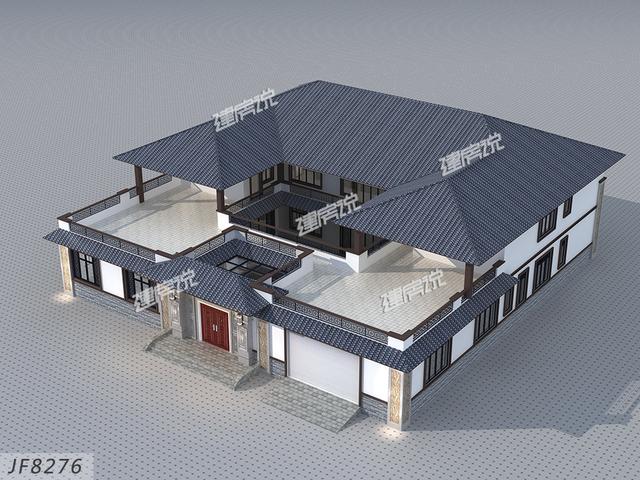 廣東富豪搶著蓋的四合院別墅帶設(shè)計(jì)圖，帶有庭院大車庫(kù)，設(shè)計(jì)美極了