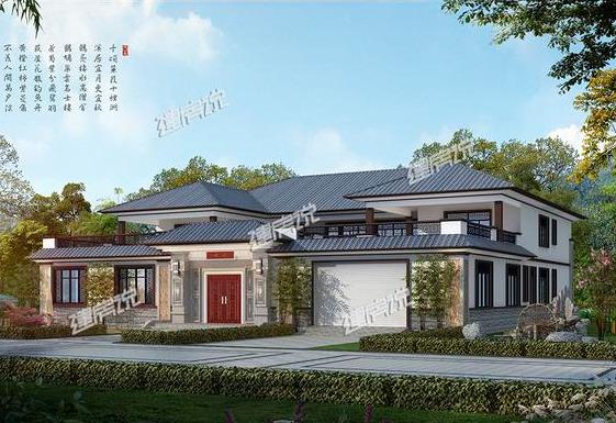 廣東富豪搶著蓋的四合院別墅帶設(shè)計(jì)圖，帶有庭院大車庫(kù)，設(shè)計(jì)美極了