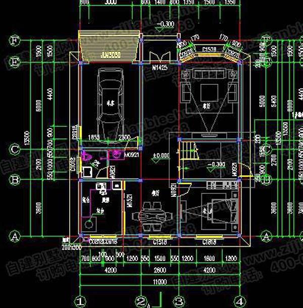 三層框架結(jié)構(gòu)帶車庫別墅設(shè)計(jì)圖，11×12米大氣實(shí)用適合農(nóng)村建造！