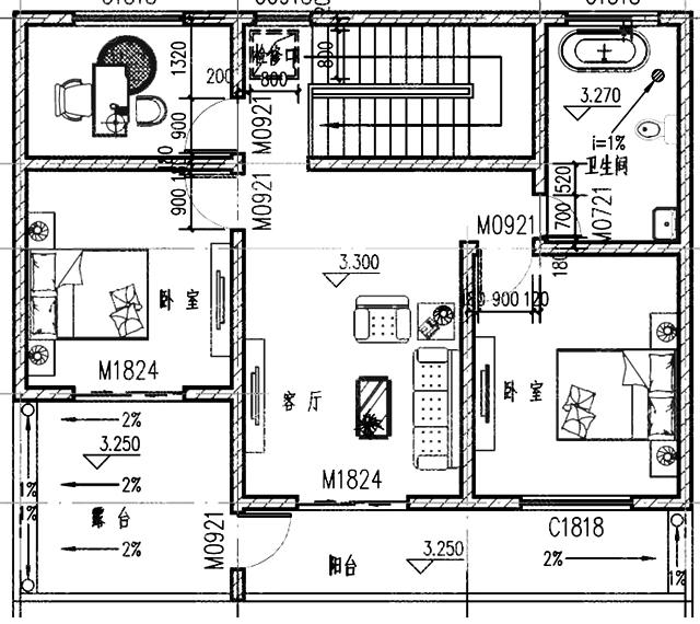 農(nóng)村二層自建別墅設(shè)計圖，12x12帶陽光花房