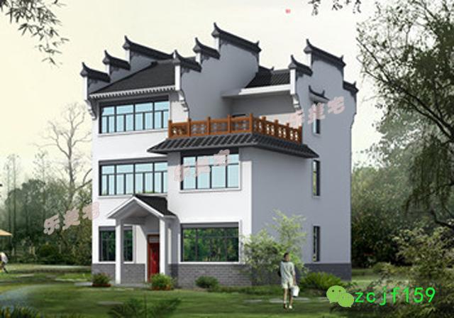 2024年新款農(nóng)村新中式別墅設(shè)計(jì)效果圖，徽系設(shè)計(jì)