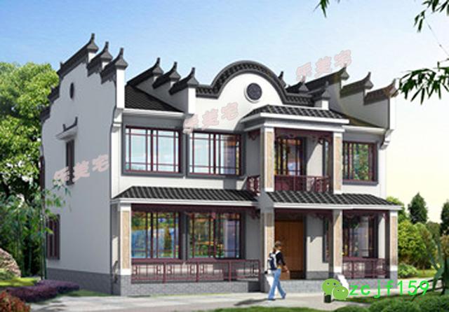 2024年新款農(nóng)村新中式別墅設(shè)計(jì)效果圖，徽系設(shè)計(jì)