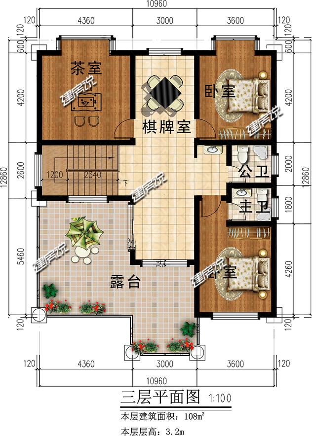 經(jīng)濟實惠的三層別墅設(shè)計圖，等掙了錢就回鄉(xiāng)蓋別墅去，帶庭院和泳池，圖紙都準(zhǔn)備好了