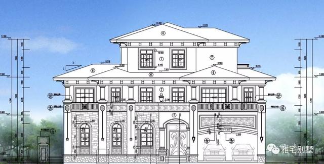 廣東三層歐式別墅設計圖，18x20米，挑空客廳，大露臺