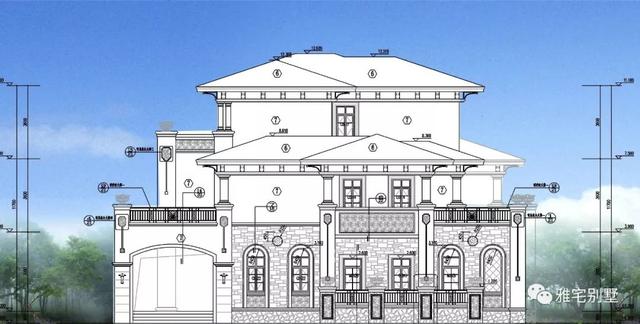 廣東三層歐式別墅設計圖，18x20米，挑空客廳，大露臺