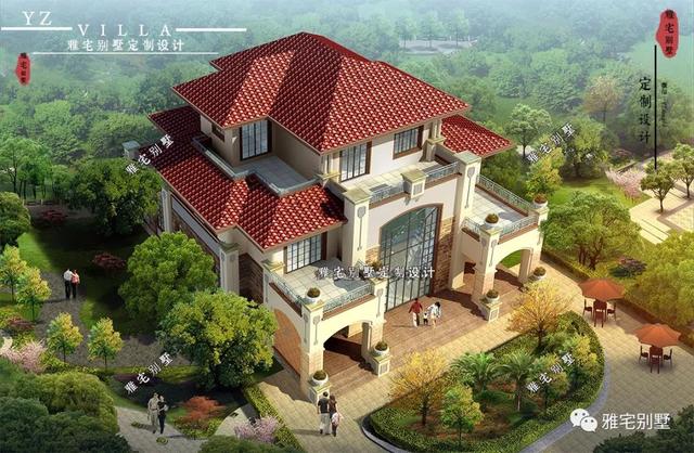 廣東三層歐式別墅設計圖，18x20米，挑空客廳，大露臺