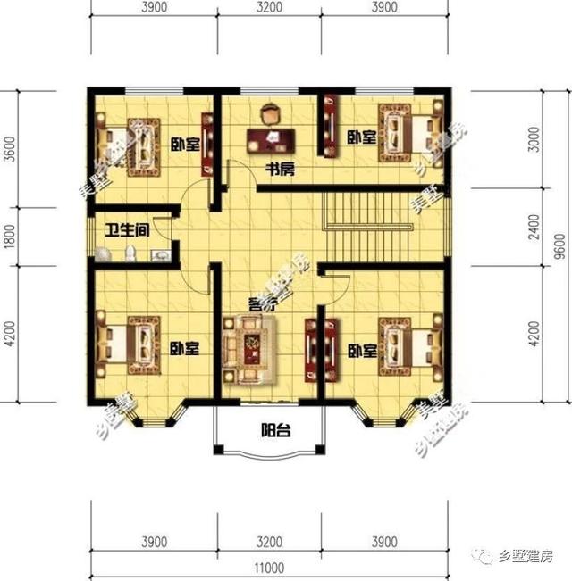 簡歐風(fēng)別墅設(shè)計(jì)圖，11X9.6米帶閣樓設(shè)計(jì)別具一格，適合農(nóng)村自建！