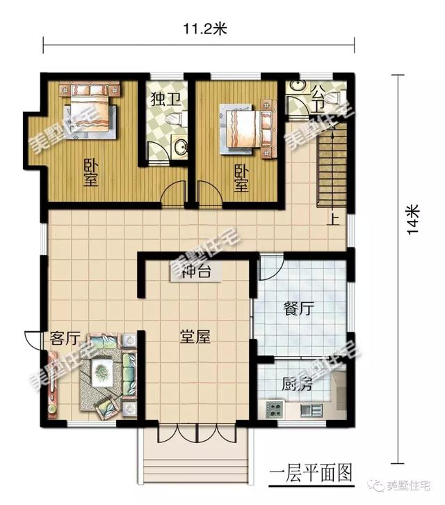 現(xiàn)代風美墅設計圖，開間11米還帶堂屋和神臺，個性時尚又接地氣