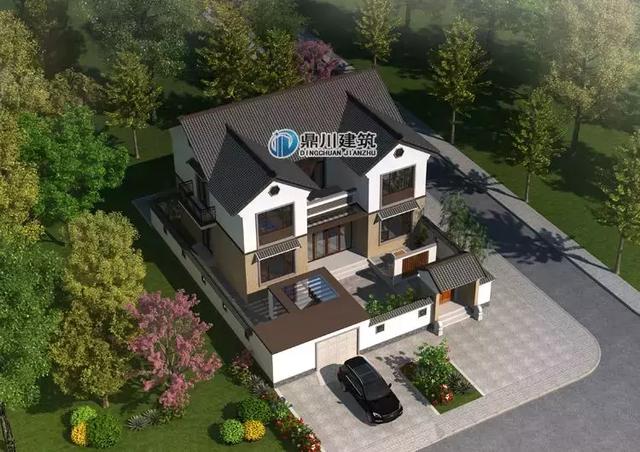 5套帶小院的中式小別墅設(shè)計(jì)圖，鐘靈毓秀宛若一幅山水畫