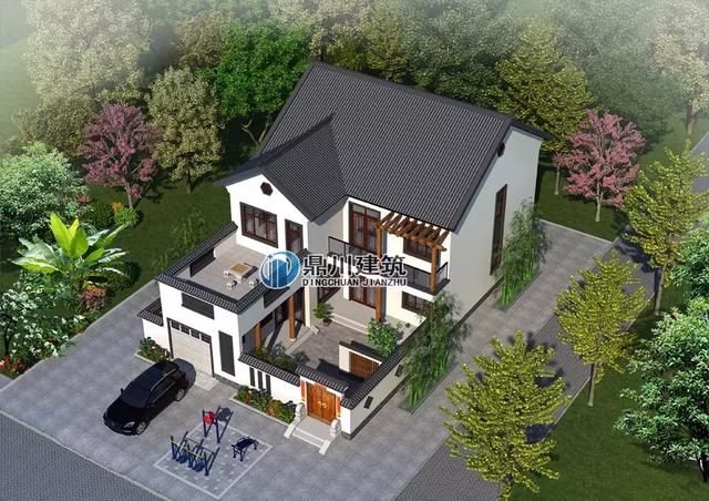 5套帶小院的中式小別墅設(shè)計(jì)圖，鐘靈毓秀宛若一幅山水畫