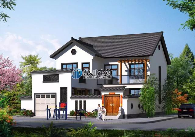 5套帶小院的中式小別墅設(shè)計(jì)圖，鐘靈毓秀宛若一幅山水畫