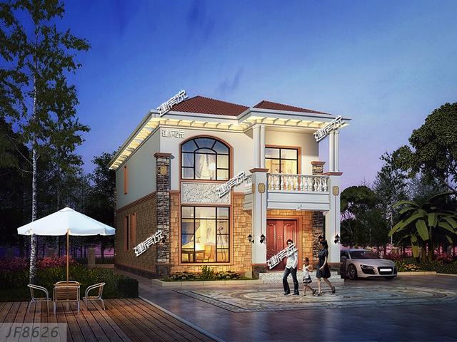 二層別墅設(shè)計圖，面寬僅8米，實用又美觀，建了在村里夠風(fēng)光好一陣