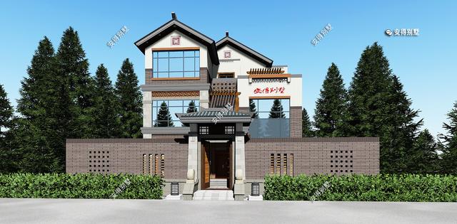 中式別墅設(shè)計(jì)圖，勝過(guò)四合院，樓中樓客廳7間臥室，親戚朋友都說(shuō)好