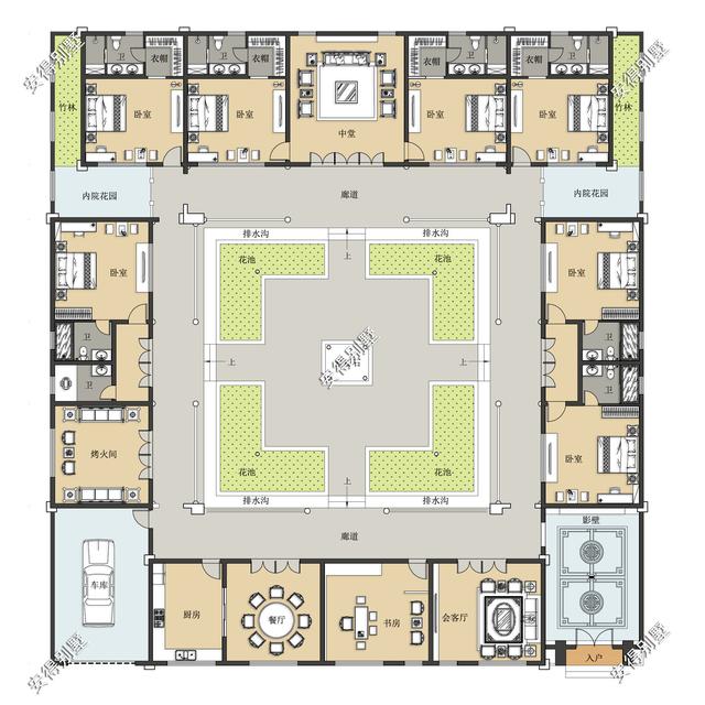 有規(guī)有矩、方正大氣的中式四合院設(shè)計圖推薦