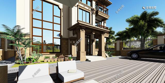 豪華3層歐式別墅設(shè)計(jì)圖，12x14室內(nèi)挑空大廳、超多臥室，驚艷全村