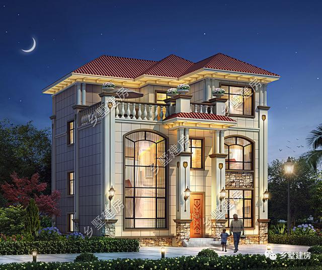 三層別墅設計圖，10X10米的宅基地建這款，實惠又氣派，快來建一棟！