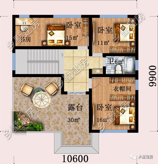 三層別墅設計圖，10X10米的宅基地建這款，實惠又氣派，快來建一棟！