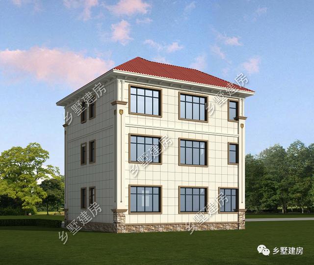 三層別墅設計圖，10X10米的宅基地建這款，實惠又氣派，快來建一棟！