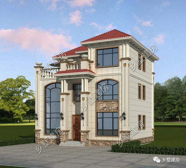 三層別墅設計圖，10X10米的宅基地建這款，實惠又氣派，快來建一棟！