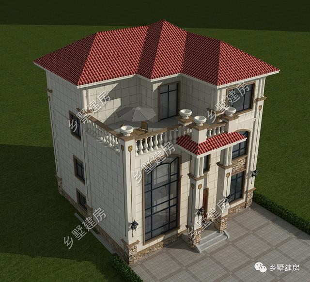 三層別墅設計圖，10X10米的宅基地建這款，實惠又氣派，快來建一棟！