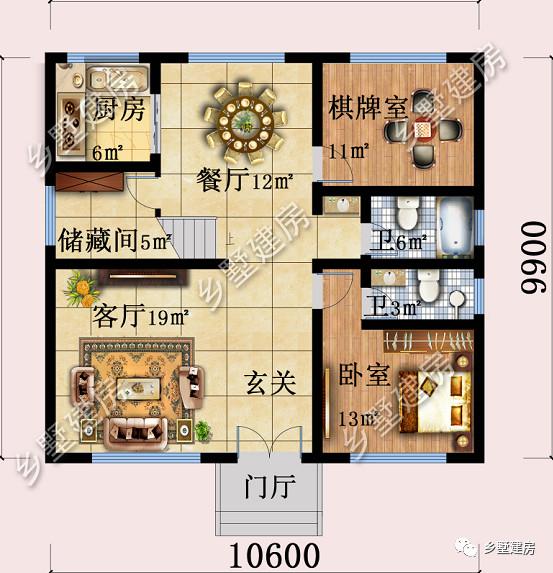 三層別墅設計圖，10X10米的宅基地建這款，實惠又氣派，快來建一棟！