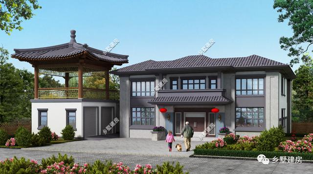 新年蓋好房，二層新中式別墅設(shè)計(jì)圖，建了招財(cái)納氣，財(cái)源滾滾來(lái)！