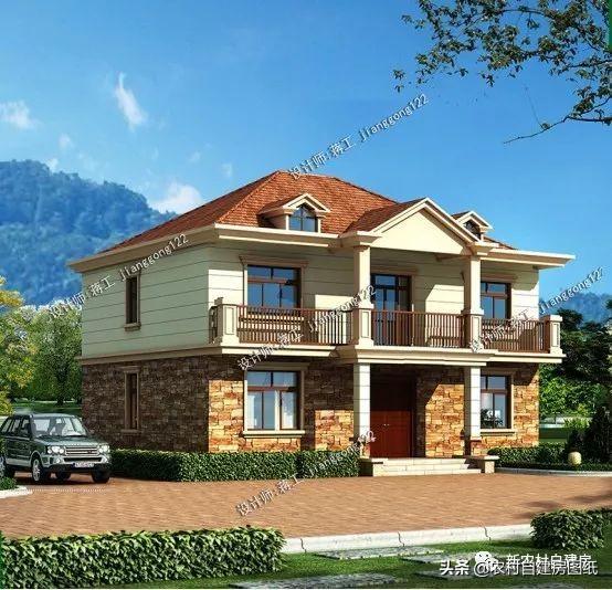 戶型方正面積適中的經(jīng)濟(jì)型二層農(nóng)村別墅設(shè)計(jì)圖，二三十萬就能建