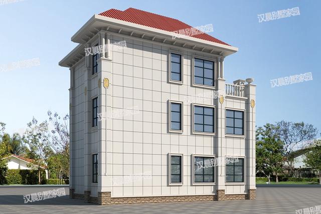 三層簡(jiǎn)約農(nóng)村別墅設(shè)計(jì)圖外觀實(shí)景素淡典雅，戶型大方功能實(shí)用