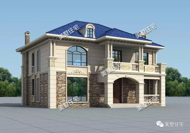 方正實用的二層小別墅設(shè)計圖，挑高客廳+中西雙廚，油然而生一種體面之感