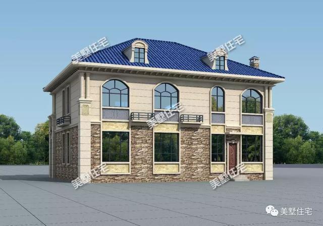 方正實用的二層小別墅設(shè)計圖，挑高客廳+中西雙廚，油然而生一種體面之感