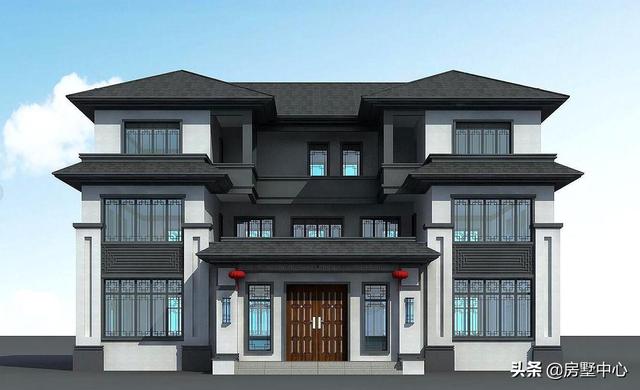 結(jié)合新中式和歐式風(fēng)格的別墅設(shè)計圖，簡潔大方，古典淡雅