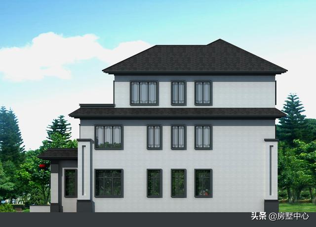 結(jié)合新中式和歐式風(fēng)格的別墅設(shè)計圖，簡潔大方，古典淡雅