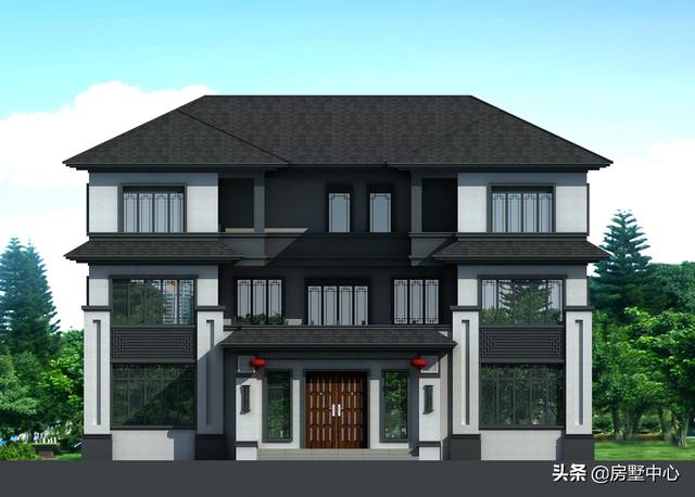 結(jié)合新中式和歐式風(fēng)格的別墅設(shè)計圖，簡潔大方，古典淡雅