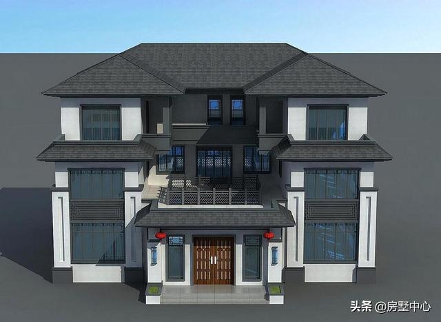 結(jié)合新中式和歐式風(fēng)格的別墅設(shè)計圖，簡潔大方，古典淡雅