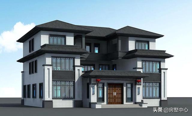 結(jié)合新中式和歐式風(fēng)格的別墅設(shè)計圖，簡潔大方，古典淡雅