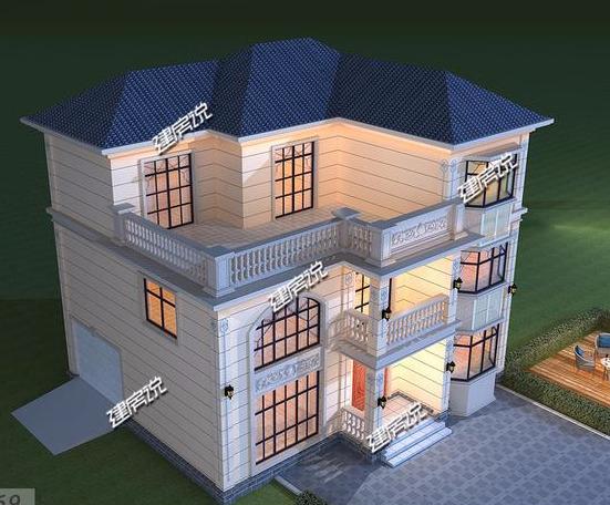 小伙蓋村里最美三層別墅，外觀清新靚麗，典型的歐式造型，大氣恢宏