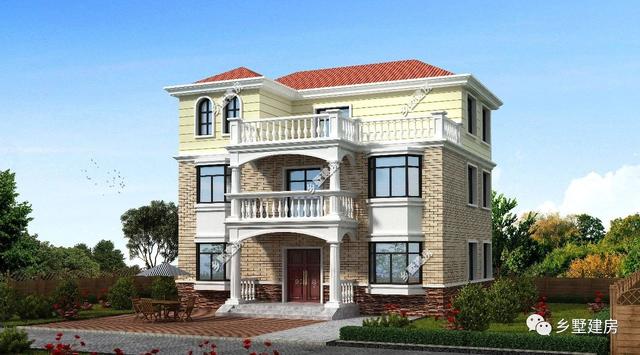 三層經(jīng)典別墅設(shè)計圖，16X10米紅瓦文化石的搭配，引領(lǐng)農(nóng)村新潮流！