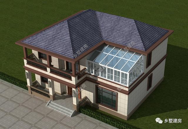 新中式二層別墅設計圖，4套房+陽光房，21萬輕松享受多彩農(nóng)村生活！