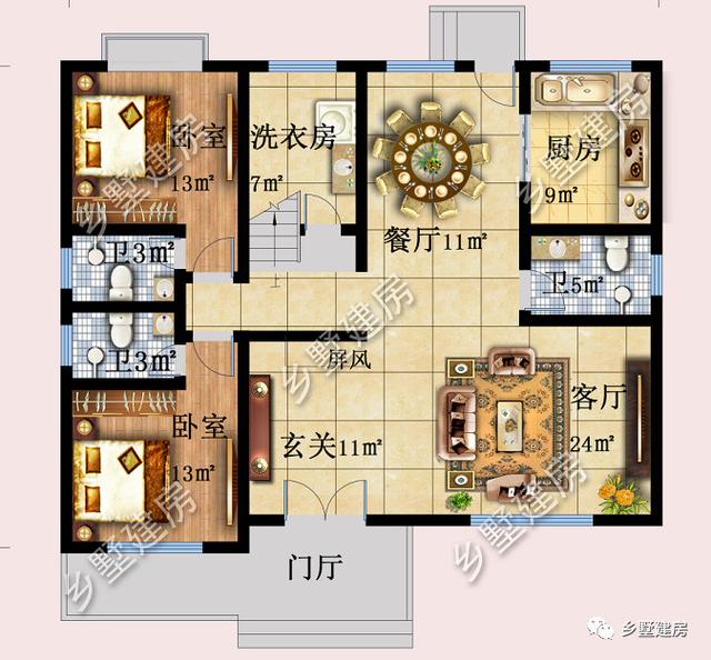 新中式二層別墅設計圖，4套房+陽光房，21萬輕松享受多彩農(nóng)村生活！